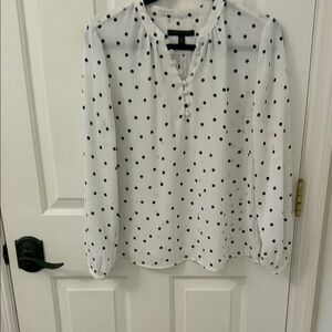 Banana Republic White and Black Polka Dot Blouse